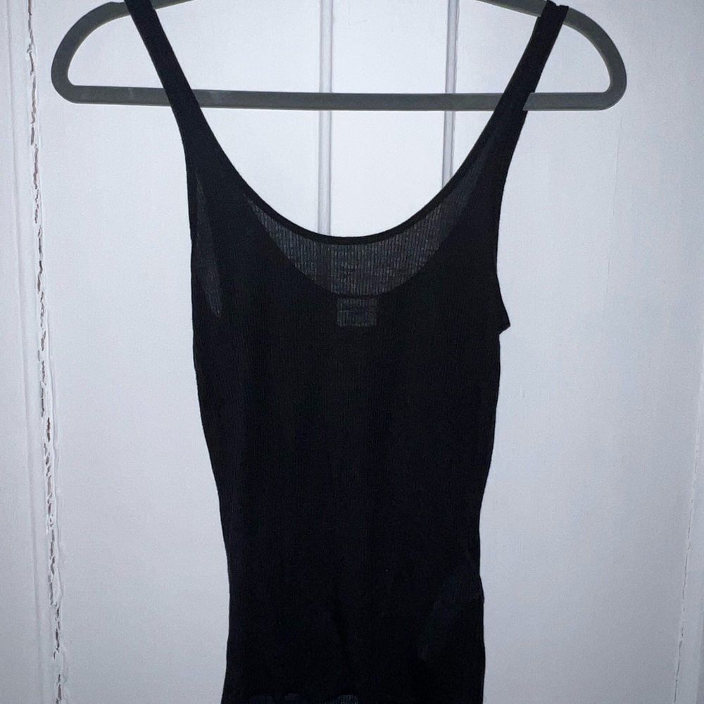 Abercrombie & Fitch Black Sheer Fitted Tank Top